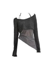 Aiertu Women's Grey Pullover Knitted Sweater Vintage Harajuku 2000s Fashion Elegant Casual Long Sleeve Sweater Top 90s Clothes Autumn Aiertu