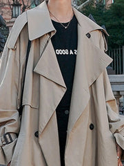 Spring Autumn Extra Long Flowy Oversized Casual Trench Coat for Women Belt Double Breasted Loose Korean Fashion Aiertu