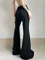 Aiertu Black Grunge Fairy Y2k Pants Fold High Waist Flare Leg Pants Irregular Harajuku Loose Streetwear Ladies Trausers Autumn Aiertu