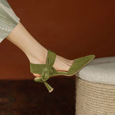 Aiertu Summer Women Sandals Pointed Toe Thin Heel Women Shoes 2023 Sheep Suede Leather Shoes for Women Cover Toe High Heels Party Shoes Aiertu