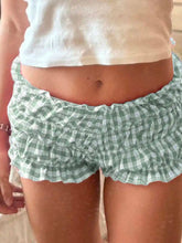 AIERTU - Women Plaid Ruffled Boxer Shorts Elastic Waist Loose Fit Summer Beach Shorts Aiertu