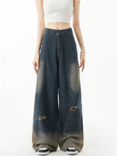 Aiertu Women Ripped Jeans Vintage Harajuku Baggy Denim Trousers Aesthetic Y2k Oversize Cowboy Pants Trashy Japanese 2000s Style Clothes Aiertu