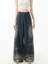 Aiertu Women Ripped Jeans Vintage Harajuku Baggy Denim Trousers Aesthetic Y2k Oversize Cowboy Pants Trashy Japanese 2000s Style Clothes Aiertu
