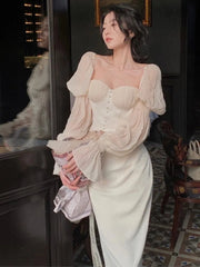 Aiertu DRESS TO IMPRESS Elegant Party Dresses For Women Vintage Long Dress Off Shoulder Long Sleeve Autumn Spring Prom Robe Slim One Piece Vestidos New Aiertu