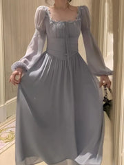Aiertu Spring Summer Women Fashion Elegant Casual Midi Party Dress Vintage A-Line Solid Chic Prom Wedding Vestidos Female Clothes Robe Aiertu