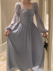 Aiertu Spring Summer Women Fashion Elegant Casual Midi Party Dress Vintage A-Line Solid Chic Prom Wedding Vestidos Female Clothes Robe Aiertu