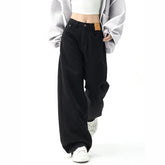 Aiertu Black Baggy Straight Jeans Women Korean Fashion Streetwear High Waist Wide Leg Denim Pants Female Loose Mopping Jean Trouser Y2K Aiertu