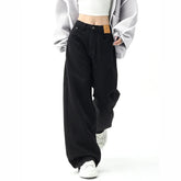 Aiertu Black Baggy Straight Jeans Women Korean Fashion Streetwear High Waist Wide Leg Denim Pants Female Loose Mopping Jean Trouser Y2K Aiertu