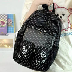 AIERTU - Star Polka Dots Backpack Y2k Versatile Girl High Capacity Multi Size Commuting Student Lightweight Double Shoulder Canvas Bag Aiertu