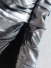 Aiertu Summer New Metal Texture Asymmetric Sloping Shoulder Y2k Crop Top Ladies Corset Sling Crop Top Aiertu