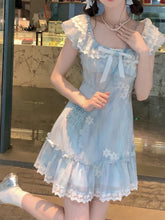 Aiertu Kawaii Japanese dress lolita y2k Sweet Blue Floral Dress Women Casual Evening Party One Piece Dress Korean Fashion Summer 2024 Aiertu