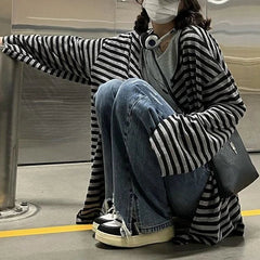 Aiertu Sweatshirts Women Striped Chic Loose All-match Design Summer Simple Daily Retro Students Tender Sun-proof Classic Korean Style Aiertu