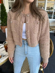 Sweet Women Vintage Cardigan Sweaters American Casual Long Sleeve O Neck Tops Fall Retro Female Single Breasted Cardigan Aiertu