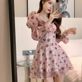 Aiertu - Raining Red Roses Dress Kawaii Academia Y2K Cottagecore Coquette Fairycore Dollette Princesscore Aiertu