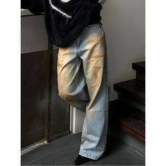 Aiertu Women's Y2K Harajuku High Waist Vintage Loose Jeans Pants American Retro Streetwear Wide Leg Baggy Tie Dye Denim Trouser Aiertu