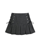 Aiertu Y2k Pleated Skirt Women Sexy High Waist Grey Stripe Bandage Mini Skirts Summer New A Line Skirt Vintage Harajuku Streetwar Aiertu