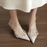AIERTU - Elegant Women Shoes Exquisite Rhinestone Flower High Heeled Sandals for Woman French Casual Shoes Designer Shoes Sandalias Mujer Aiertu