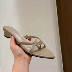 AIERTU - New Women Shoes Fashion Pointed Tip Low Heel Slippers for Woman Exquisite French Style Casual Shoes Designer Shoes Zapatos Mujer Aiertu