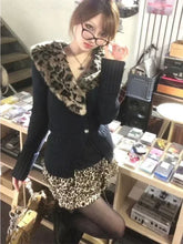 Leopard Cardigan Women Japanese Gyaru V-neck Long Sleeve Streetwear Slim Sexy Cardigan Sweater Y2k Vintage Top Autumn Aiertu