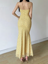 Aiertu Prairie Chic Floral Trumpet Dress Holiday Sexy Slim Slash Neck Sleeveless Maxi Dresses For Women 2024 Summer Fashion Aiertu