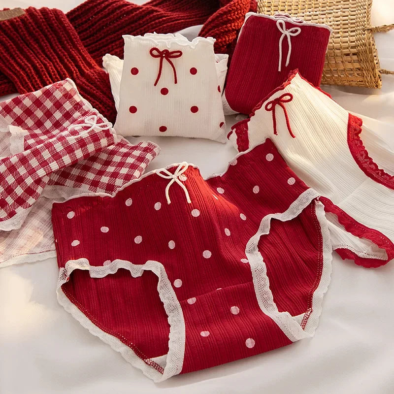 Aiertu 5Pcs/set Cotton Panties for Women Girl Briefs Underwear Plus Size Cute Soft Short Pantys Sexy Lingerie Female Ladies Underpants Aiertu