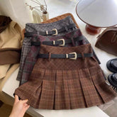 Aiertu Vintage Plaid Skirt Women Preppy Style Kawaii Pleated Skirt Korean Fashion Autumn Winter A-line Streetwear Mini Skirts Aiertu