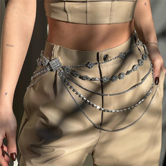 Aiertu Summer Beach Sexy Multilayer Crystal Thigh Body Chain 5 Layers Jewelry Belly Chains Waist Link Necklace for Women Accessories Aiertu