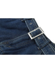 Aiertu Y2k High Waist Denim Mini Pleated Skirts With Belt Women Summer Fashion Retro A Line Skirt Korean Ins Female Casual Skirts Aiertu