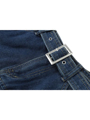 Aiertu Y2k High Waist Denim Mini Pleated Skirts With Belt Women Summer Fashion Retro A Line Skirt Korean Ins Female Casual Skirts Aiertu