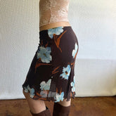 AIERTU - Straight Netting Skirt Vintage Floral Print Double Bodycon Midi Dress Elegant Versatile Spring Summer Ladies Party Casual Wear Aiertu