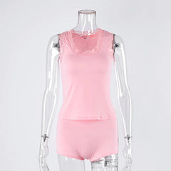 AIERTU - Spring/Summer New Lace Trim Vest Shorts Pajamas Fitted Comfortable Breathable Home Wear Aiertu
