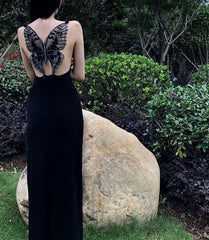 Aiertu Black Elegant Knitted One-piece Dress Women Bow Embroidery Design Evening Party Dress Female Fashion Korean Sexy Backless Dress Aiertu