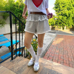 AIERTU - Summer Playful and Cute Lace Splicing Skirt Sports Style Shorts and Sweatpants Aiertu