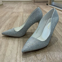 Women 10cm High Heels Stripper Bling Crystal Escarpins Pumps Lady Stiletto Wedding Bridal Fetish Rhinestone Gold Pink Prom Shoes Aiertu