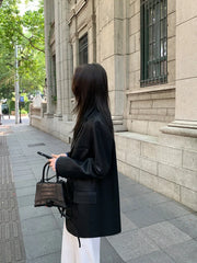Fashion Elegance New Lapel Office Suit Jacket Long Sleeve Single-breasted Formal Blazer Slim Fit Flap Pockets Autumn Blazer Aiertu