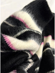 Aiertu Women Black Gothic Striped Cardigan Knit Two-tone Sweater 90s Harajuku Korean Vintage Long Sleeve Jumper Sweaters 2000s Clothes Aiertu