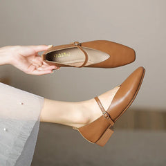 Aiertu Woman Spring Casual Square Toe Low Soft Soled Shoes Lolita Ballerina Red Flats Female Elegant French Retro Buckle Mary Janes Aiertu