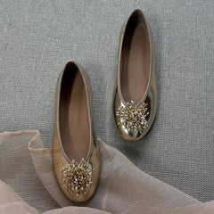 AIERTU - Women's Shoes Exquisite Metal Decoration Round Head Casual Shoes for Woman Fashion Ballet Flat Shoe Designer Shoes Zapatos Mujer Aiertu
