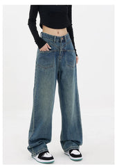 Aiertu Baddie Baggy Wide Leg Boyfriend Jeans Aiertu