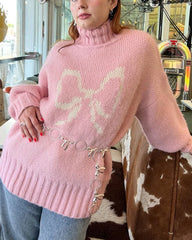 Aiertu Bow Sweater Casual Sweater Streetwear Sweater Knitted Sweater Painting Anime Demon Hip Hop Knitted Graphic Vintage Pullover Aiertu