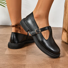 Solid Color Mary Jane Platform Shoes Woman Buckle Strap Pu Leather Casual Shoes Woman Thick Sole Student Jk Uniform Shoes Aiertu