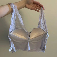 AIERTU - New French Lace Back Beauty Bra Wireless Support Brassiere Gather Small Chest Women Elegant Lace Comfort Underwear Aiertu