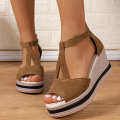 Retro Chunky Platform Gladiator Sandals for Women Plus Size Wedge High Heels Sandals Woman Comfy Peep Toe Platform Sandles 43 Aiertu