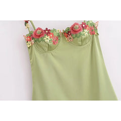 Aiertu New Fashion Women Floral Embroidery Sling Mini Sexy Dresses Summer Party Robe Aiertu