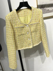 Aiertu Spring New French Design Fashion Sweet Tweed Jacket Women Luxury Woolen Short Coats Outwear Aiertu