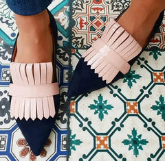Aiertu Pointed Toe Big Size Shoes Woman Casual Female Sneakers Low Heels Flats Fringe Large Size Dress New Tassel Scandals Lace-Up Slip Aiertu