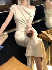 Aiertu Fashion New Women Elegant Bodycon Slim Midi Party Dress Sexy Vintage Casual Prom Birthday Vestidos Female Chic Clothes Robe Aiertu