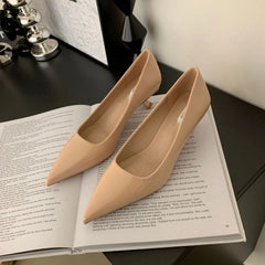 Aiertu Patent Leather Low Heel Office Women Shoes Pumps Pointed Low Elegant High Heels Simple Comfy Nude Spring Footwear for Women 2024 Aiertu