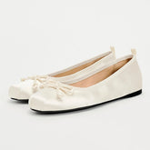 AIERTU - Satin Bow Wrinkles Round Toe Mary Jane Flats Low Heel Slip On Ballet Shoes Comfortable Dress Shoes for All-Year Daily Work Casua Aiertu