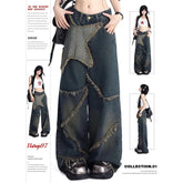 Aiertu Women Blue Cargo Jeans Baggy Vintage 90s Aesthetic High Waist Cowboy Pants Harajuku Denim Trousers Y2k Trashy 2000s Clothes 2024 Aiertu
